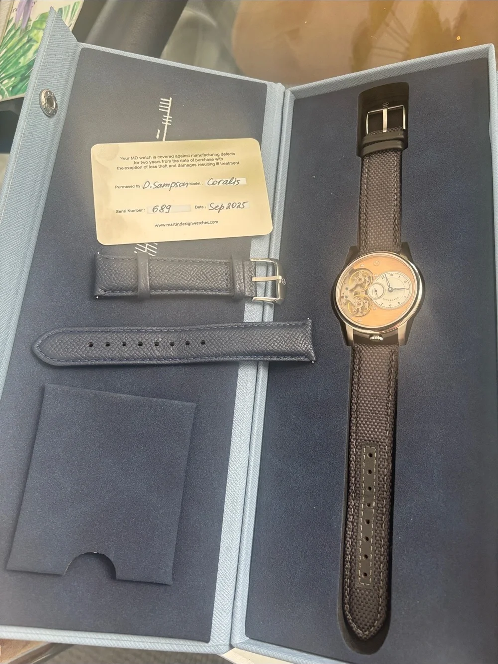 MD Watches “Connemara” Like New, in box with papers